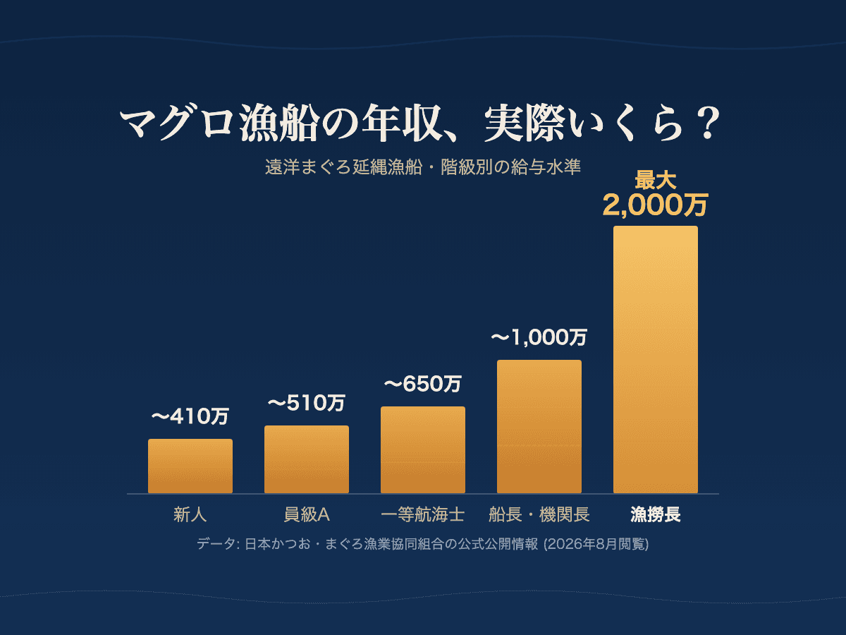 マグロ漁船の年収はいくら？階級別の給料と歩合の仕組み